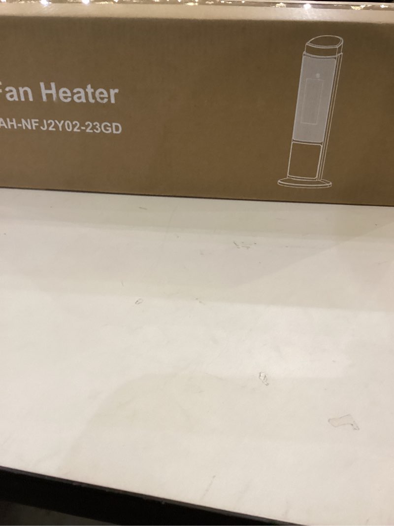 Condition photo showing New/Like New for Sweetcrispy Space Heater for Indoor Use, 23Inch Portable Heater with Remote and Thermostat,7 Light Modes, 70°Oscillation, 12H Timer, Up to 95°F, Tip-over Protection,Gold Gold 23.6"*9"*7.9"