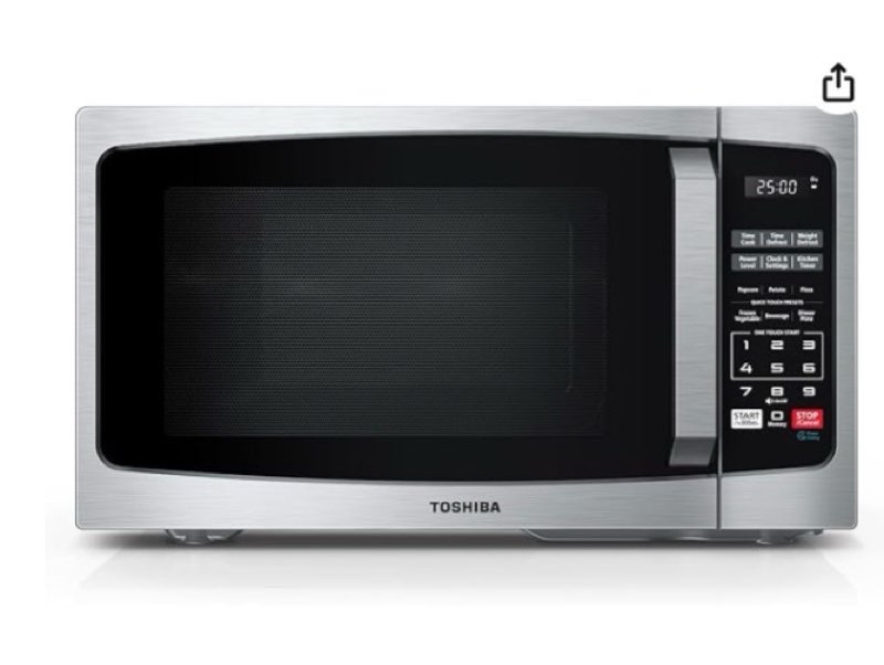 TOSHIBA ML-EM09PA(SS) Small Microwave Oven with 6 Auto Menus, Mute Function, LED Lighting, Counterto