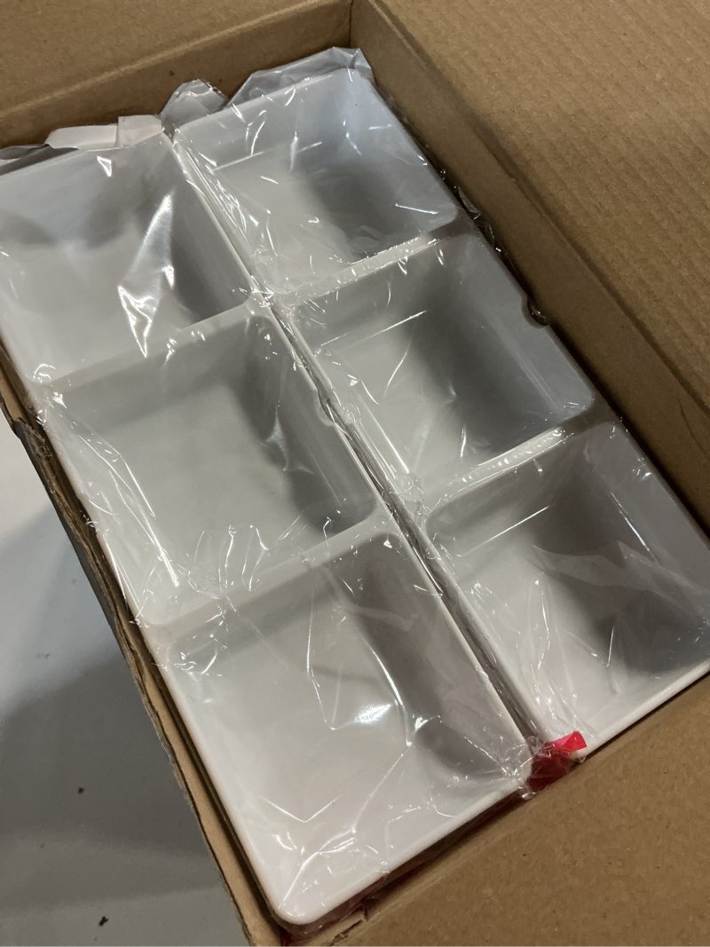 Condition photo showing Good Condition for eaasty 24 pcs 8.7 x 2.8 inch 3 compartment appetizer serving tray plastic 3 section dessert platters rectangular divided plate white compartment serving dishes dipping sauces dinner kitchen