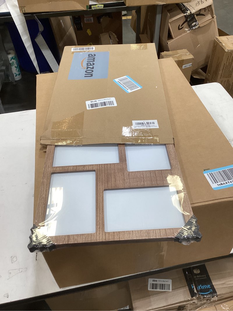 Condition photo showing New/Like New for yeskay 6 picture frame collage 4x6 for wall decor,6 opening 4 x 6 collage photo frames rustic brown multiple picture frames with real glass 1 pack(od:11x17in) rustic brown 4x6 - 6 opening(od:11x17in)