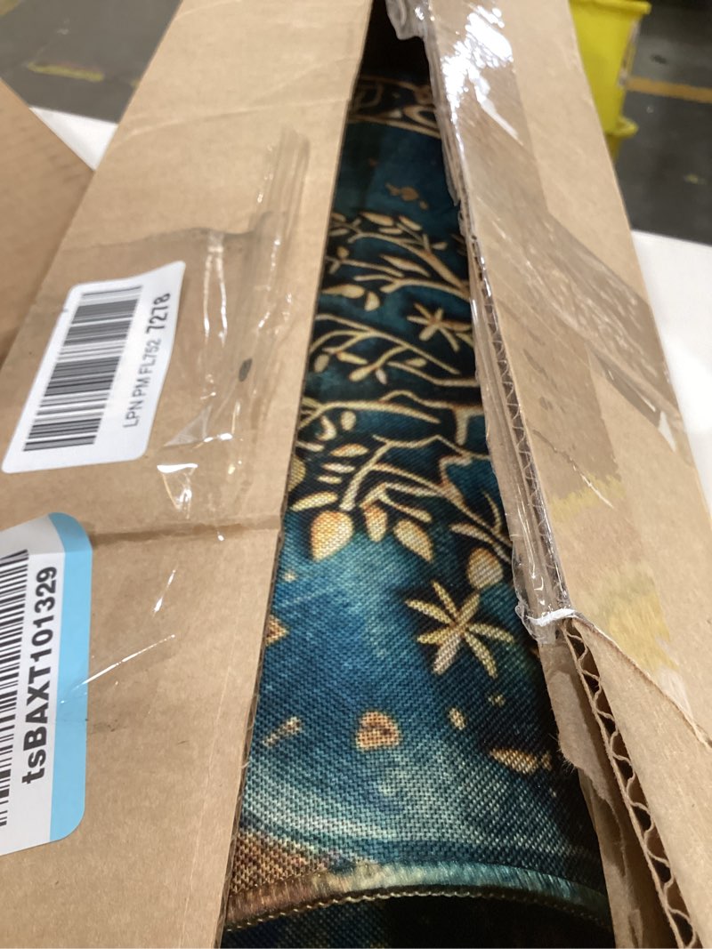 Condition photo showing As Is for collive kitchen mats for floor 2pcs, cushioned anti fatigue mat non slip waterproof kitchens sink rug, vintage spring floral rugs comfort standing mat for laundry, desk, bar, office, black black 17.3"x47"+17.3"x29"