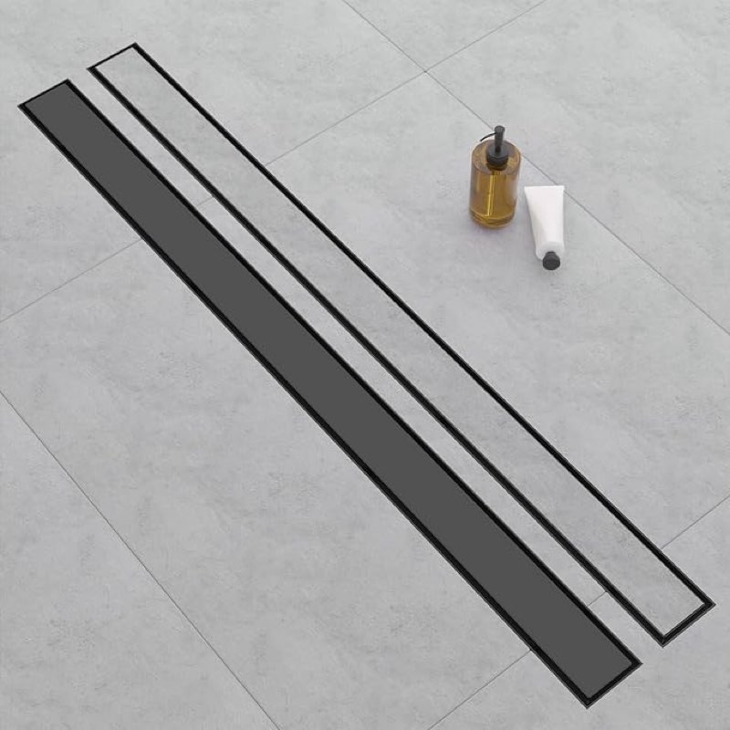 ebyte linear shower drain, 48 inch matte black 304 stainless steel shower drain with tile insert pan