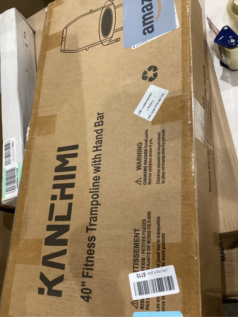 Condition photo showing New/Like New for Kanchimi 40" 48" Folding Mini Fitness Indoor Exercise Workout Rebounder Trampoline with Handle, Max Load 330lbs 40" Black