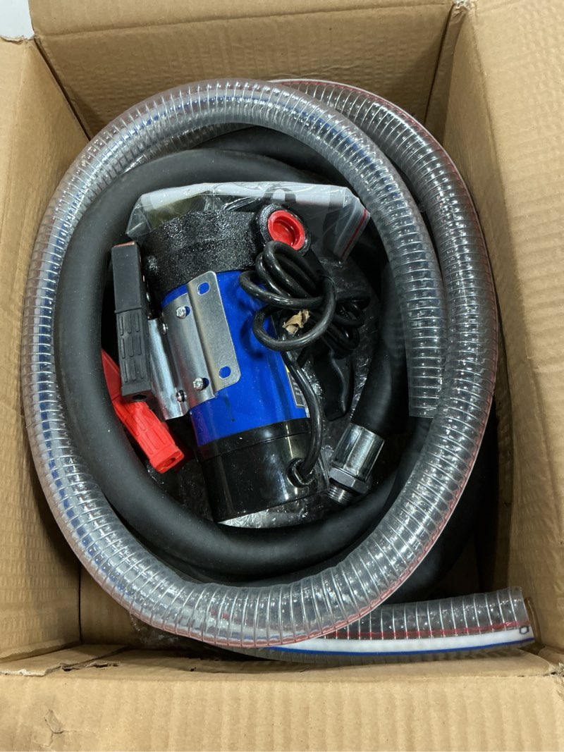 Condition photo showing Good Condition for orion motor tech diesel transfer pump, 12 volt fuel transfer pump with nozzle hoses for transferring diesel, kerosene, self priming dc electric fuel pump kit, oil not included 12gpm diesel pump kit