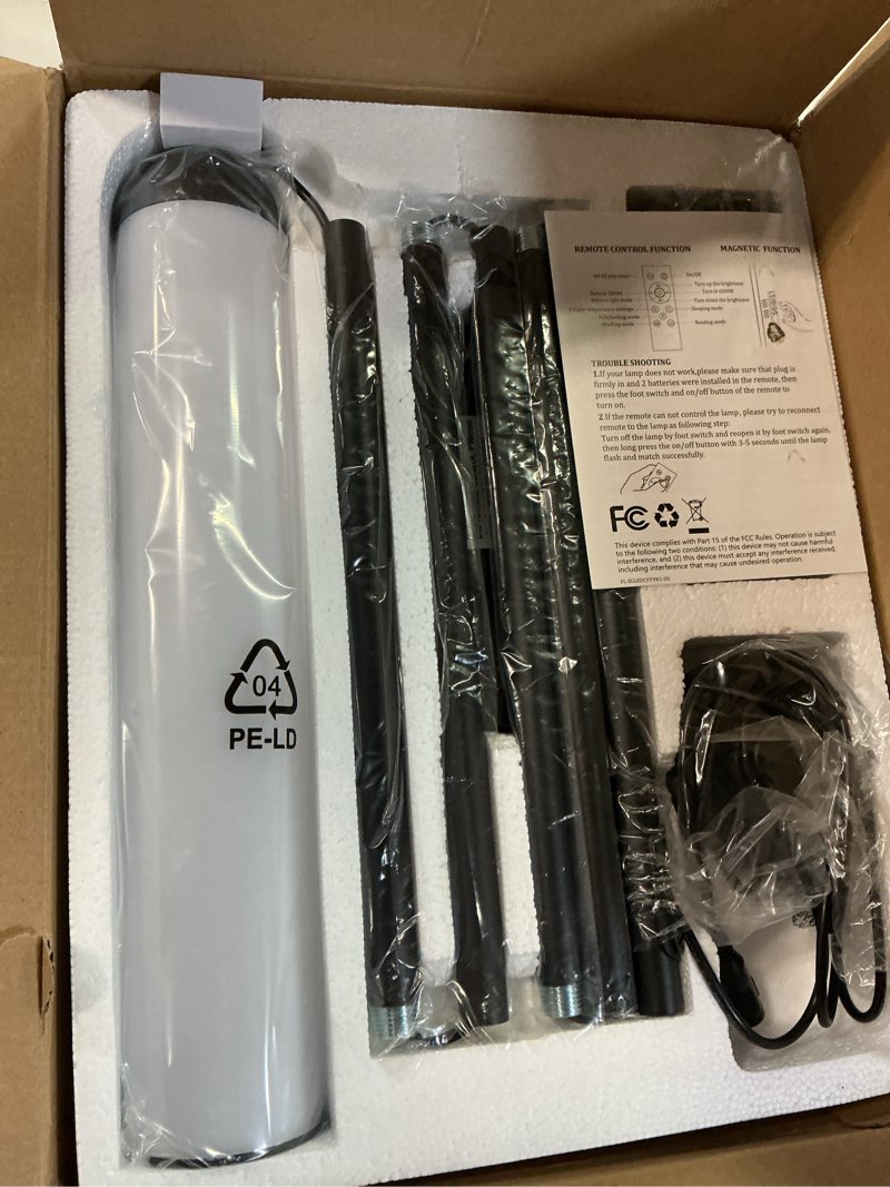 Condition photo showing Good Condition for ambimall led floor lamp with remote control, 65" standing lamp with stepless adjustable 3000k-6500k colors & 30-100% brightness, foot switch(black) black 65 inches