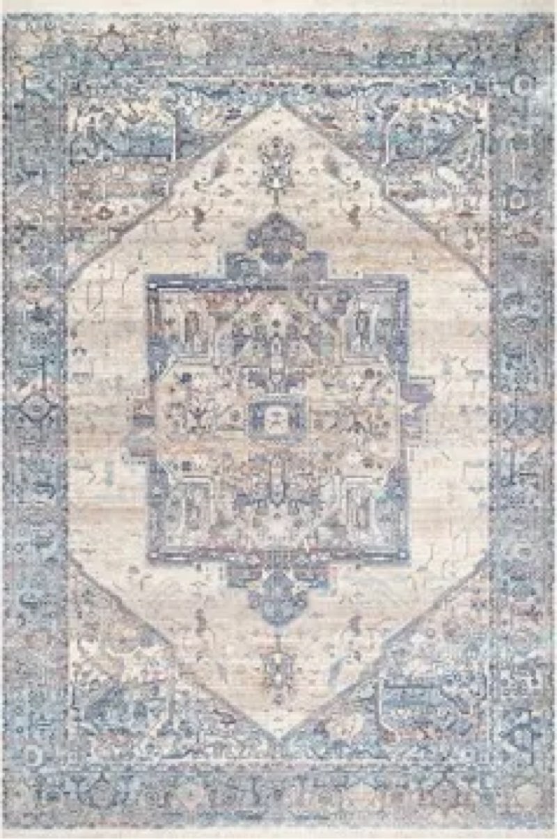 nuLOOM Harriet Vintage Medallion Fringe Area Rug - 6 Square Area Rug Traditional Light Blue/Multicol