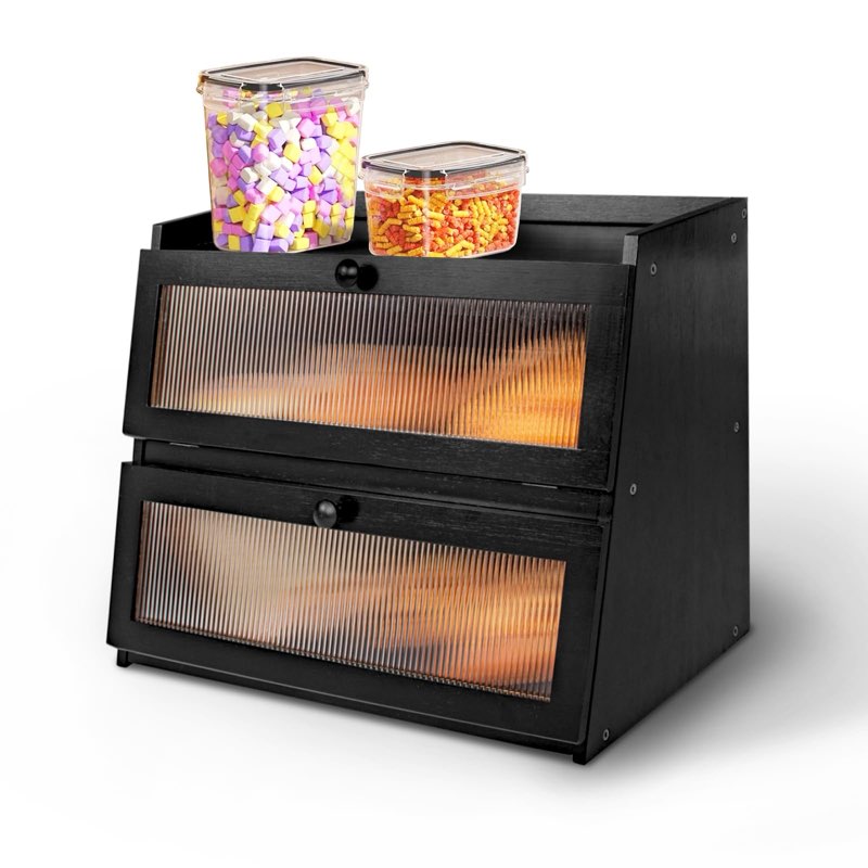 Pure Bamboo Bread Box, Roomy Bread Storage Container, Keeps Homemade Bread Fresh and soft, Easy to A