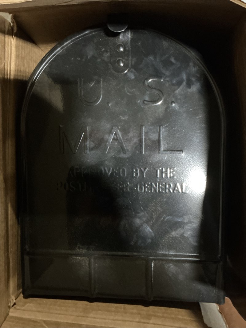 Condition photo showing As Is for architectural mailboxes stanley jumbo galvanized steel post mount black mailbox