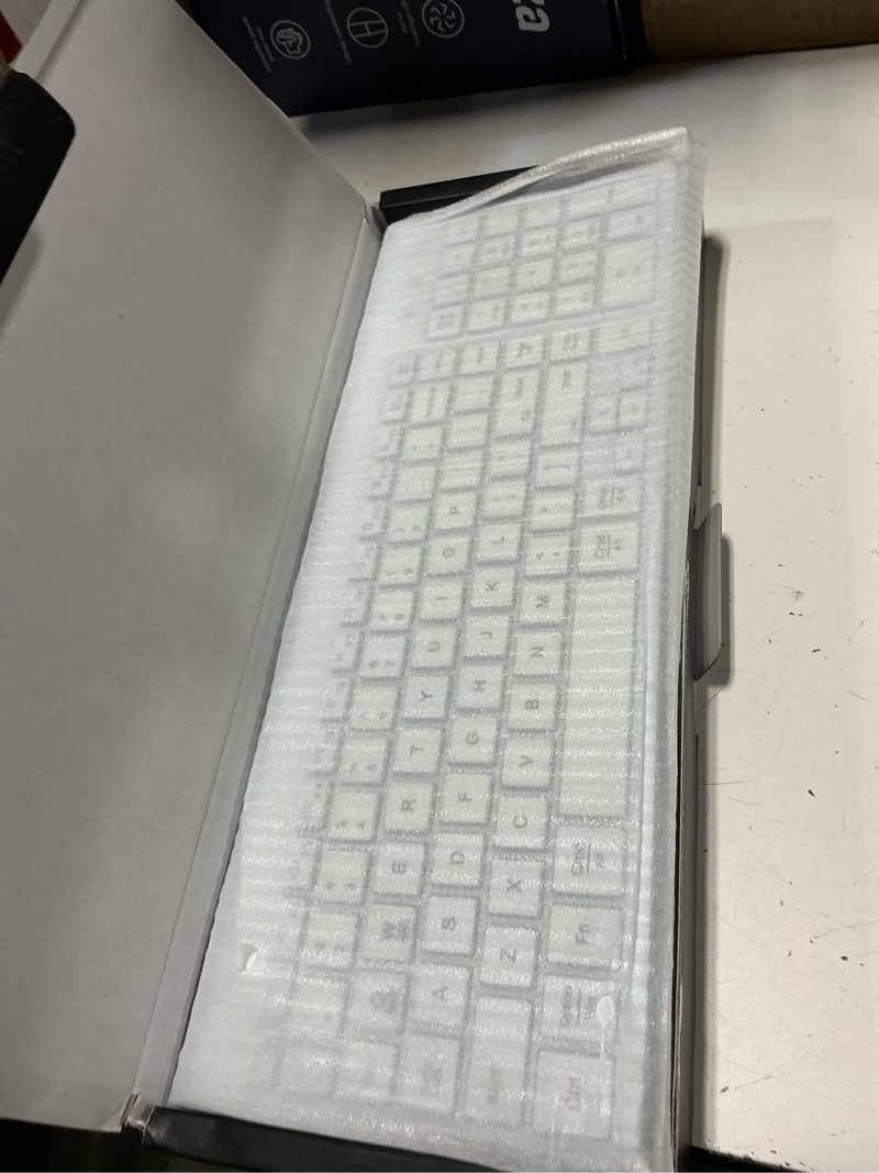 Condition photo showing Good Condition for sablute wireless keyboard and mouse combo backlit - compact quiet keyboard with rgb mouse, rechargeable, slim, sleep mode, portable cordless keyboard mouse set for mac, windows, laptop (polar white)