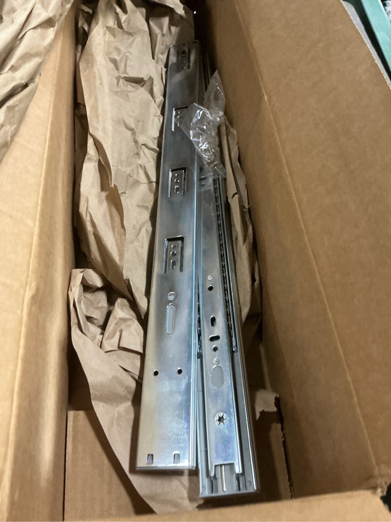 Condition photo showing As Is for LONTAN 1 Pair Side Mount Heavy Duty Drawer Glides 22 inch Soft Close Drawer Slides 100 LB Capacity Ball Bearing Full Extension Cabinet Rails Silver-Soft Close 22 Inch 1