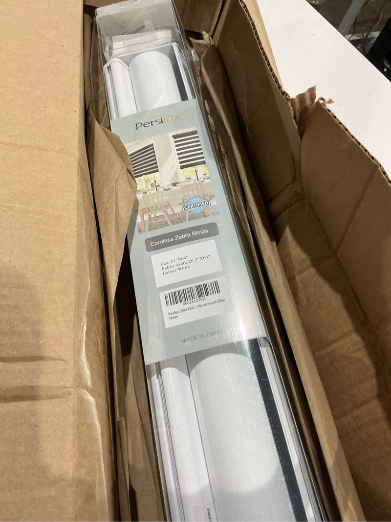 Persilux 21’x64’ Cordless Zebra Blinds for Windows Free-Stop Roller Windows Shades Dual Layer Light Control for Day and Night, Light Filtering Sheer Shades for Home White