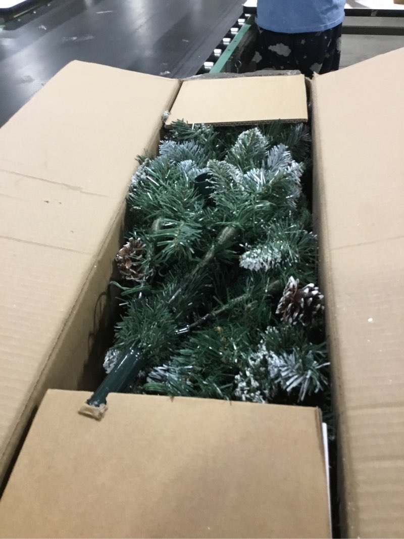 Condition photo showing Good Condition for Homde Pencil Christmas Tree 6 Foot Pre-Lit Artificial Christmas Tree with Flocked Snow Pine Cone 160 Warm White Lights Holiday Decor 5ft 11in