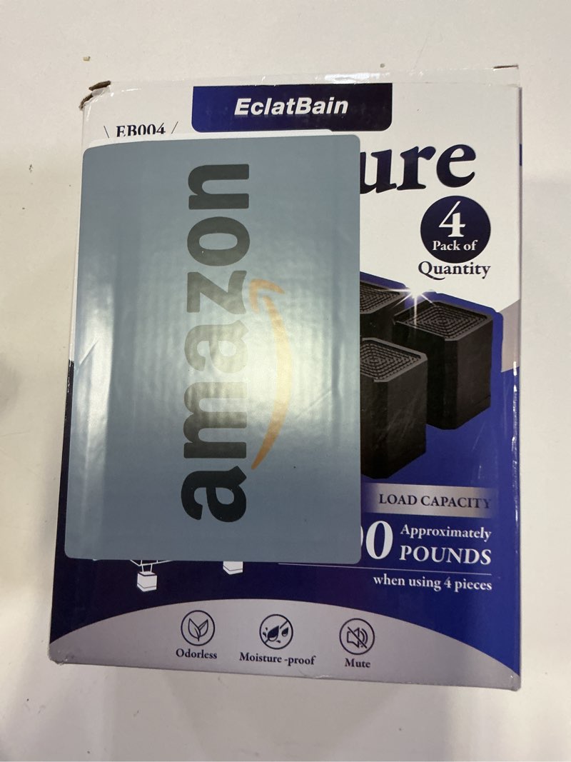 Condition photo showing New/Like New for EclatBain Bed Risers Furniture Risers Heavy-Duty Rectangular Adjustable Block Lift to 3 inches and 4.3 inches Desk, Sofa, Chair Legs, Refrigerator, Washing Machine Support up to 4000 pounds Black-square-4 Pack 3 layer(4.3inches)