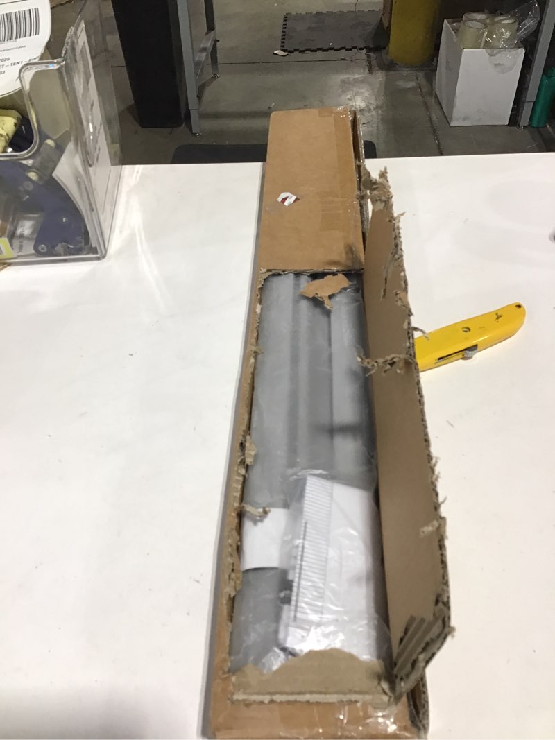 Condition photo showing Good Condition for LazBlinds 1" Vinyl Mini Blinds for Doors, Cordless French Door Blinds for Privacy, Light Filtering Privacy Horizontal Shades for Front Door Patio Sidelight Glass Door, 25" W x 70" H, Grey Grey 25" W x 70" H