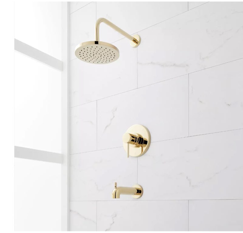 Lexia Pressure Balance Tub and Shower Set - Polished Brass