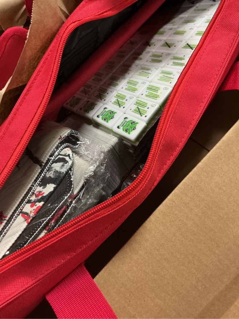 Condition photo showing New/Like New for american mahjong game set, portable carrying bag,acrylic 160 tiles,western mahjong tiles set,complete ma jong set (red)