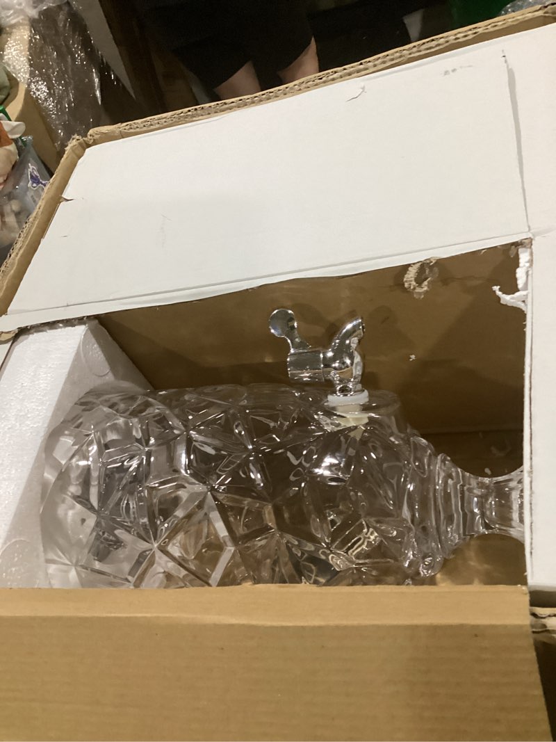 Condition photo showing Good Condition for zhehao 2 pcs drink dispensers for parties 1.3 gallon glass beverage dispenser clear vintage crystal iced beverage dispenser with spigot and 2 wooden chalkboard wide mouth beverage server for bar home