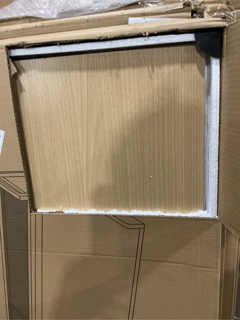 Condition photo showing New/Like New for washer dryer countertop with shelf, 54" x 27.5" wooden washer and dryer topper, laundry countertop with anti-slip pads, washer dryer topper for laundry room organization and storage (light wood)