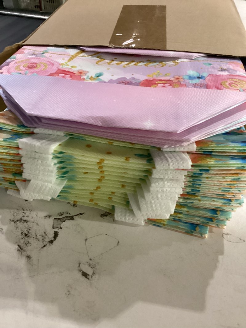 Condition photo showing New/Like New for locmeo 24 pcs party favor bags with handles reusable non woven candy goodie bags treat gift bag for girl boy birthday baby shower, 8 x 4 x 10 inch castle