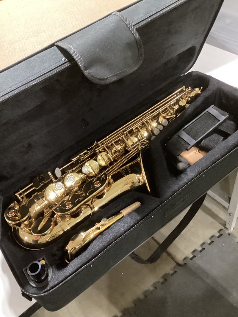 Condition photo showing Good Condition for Glory Gold Laquer E Flat Alto Saxophone with 11reeds,8 Pads cushions,case,carekit