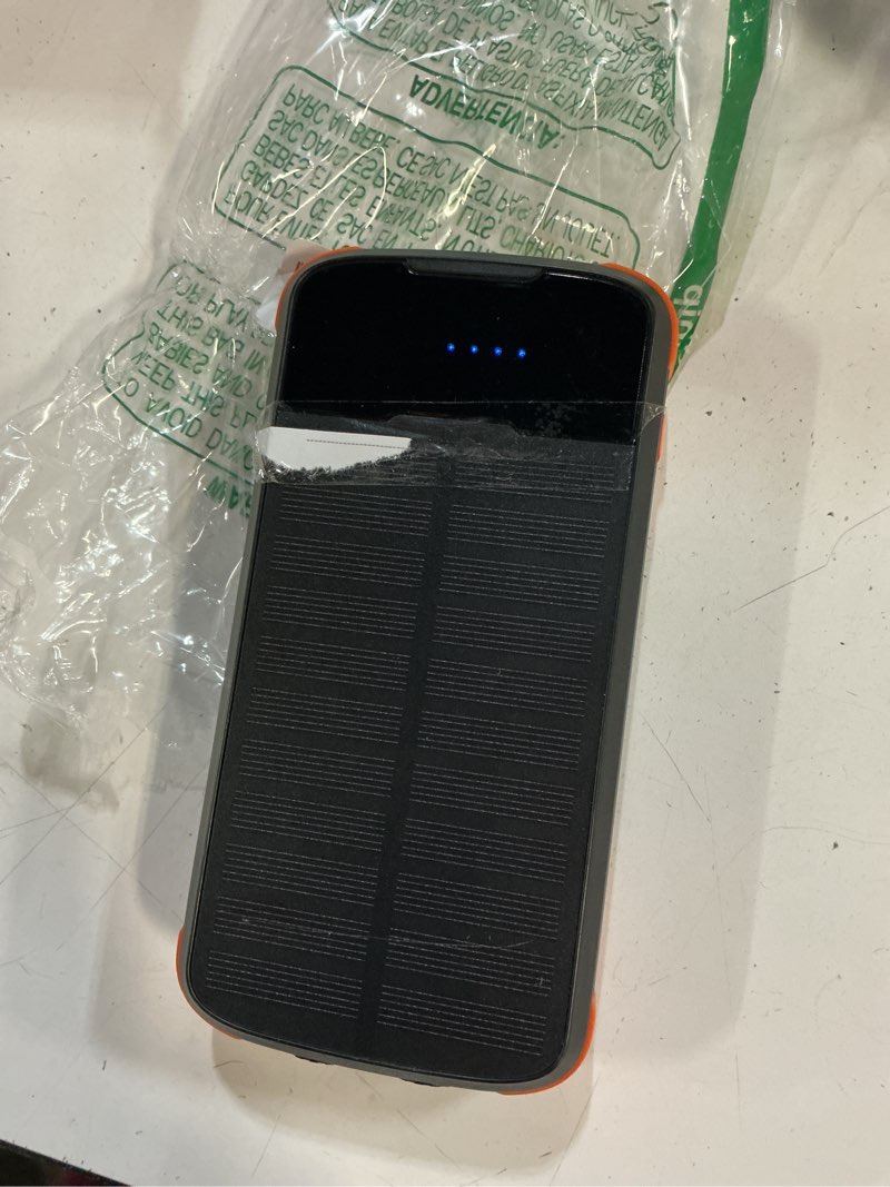 Condition photo showing New/Like New for minrise solar power bank 40000mah, portable charger pd 20w fast charging solar charger power bank built in 4 cables and usb-c in/output, camping essentials external battery pack with flashlights orange-black