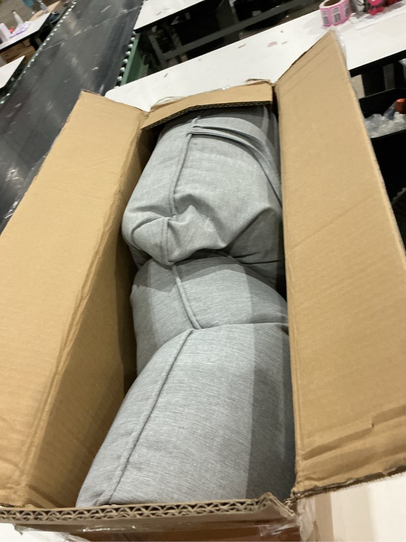 Condition photo showing As Is for sundale outdoor olefin deep seat cushion set of 2, patio chair cushion and pillow, water-resistant sectional sofa pad with straps light gray, 23 x 26 x 4 inches