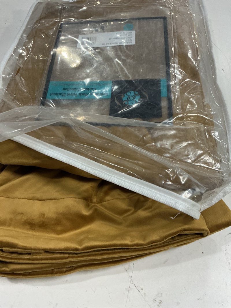 Condition photo showing Good Condition for hpd half price drapes signature plush velvet blackout curtains for bedroom (1 panel), 50w x 108l hotel black out curtains for living room, thermal insulated blackout curtains, apple cider gold apple cider gold 50"w x 108"l (pack of 1)