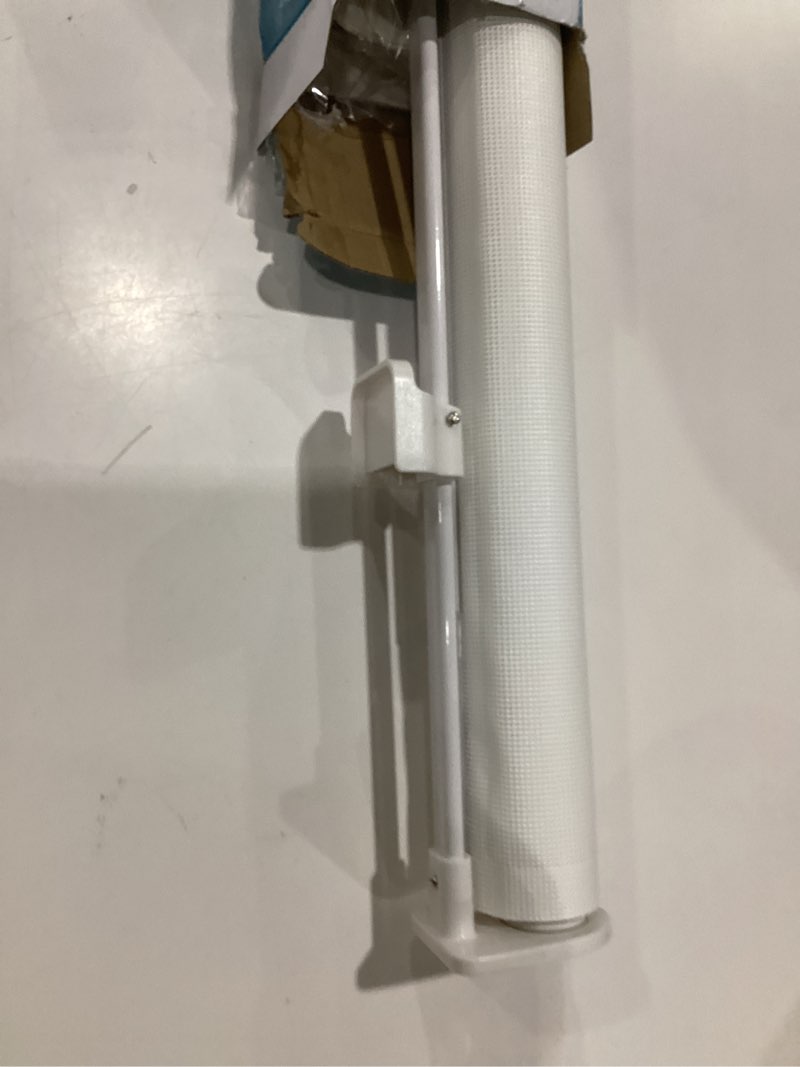 Condition photo showing As Is for retractable baby gates no drilling, probebi retractable dog gate for the house extends to 54" wide 33" tall, gates for baby indoor, stair gate for outdoor, staris, hallways, doorways, deck, porch a-white 33" tall x 54" wide-no drilling