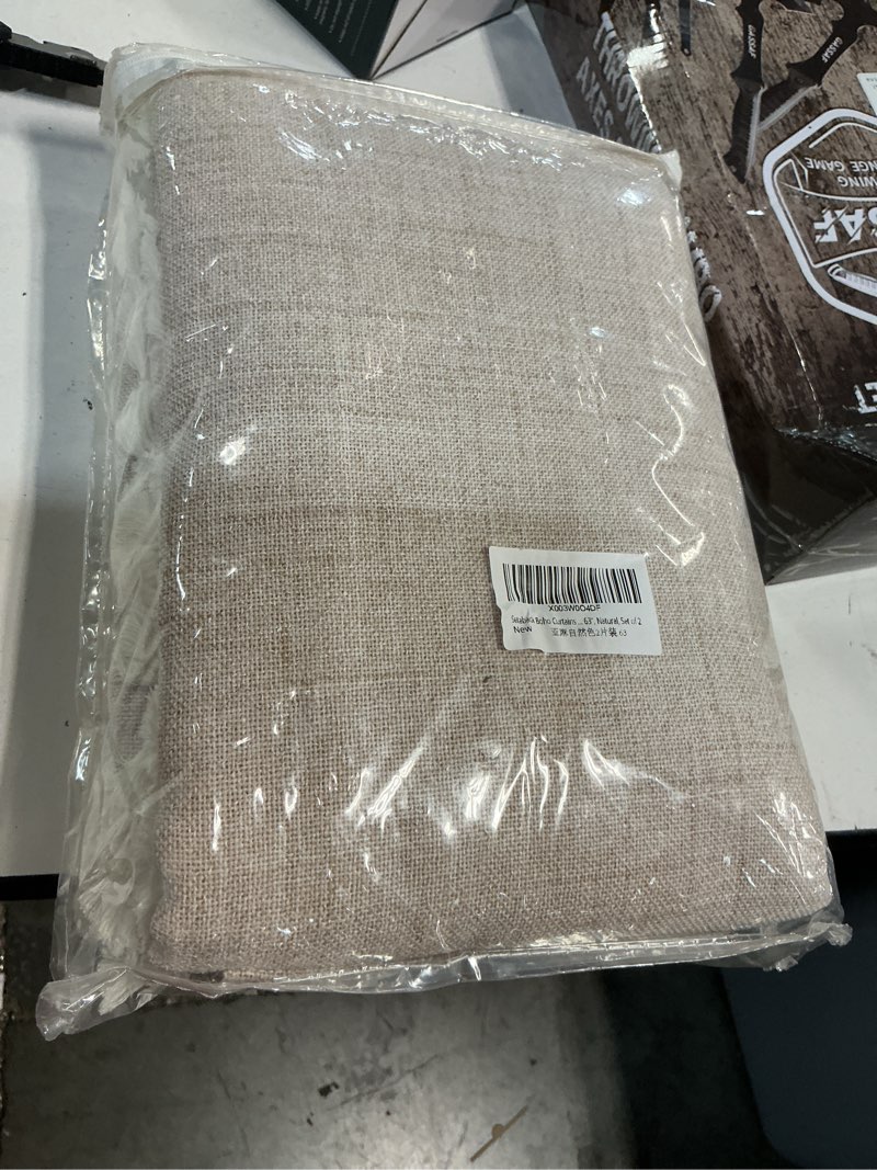 Condition photo showing New/Like New for boho curtains 2 panels 72 inches length for bedroom, rich textured linen semi blackout french farmhouse country window treatment tassels,52" w x 72" l, natural 52"w x 72"l (pack of 2) natural