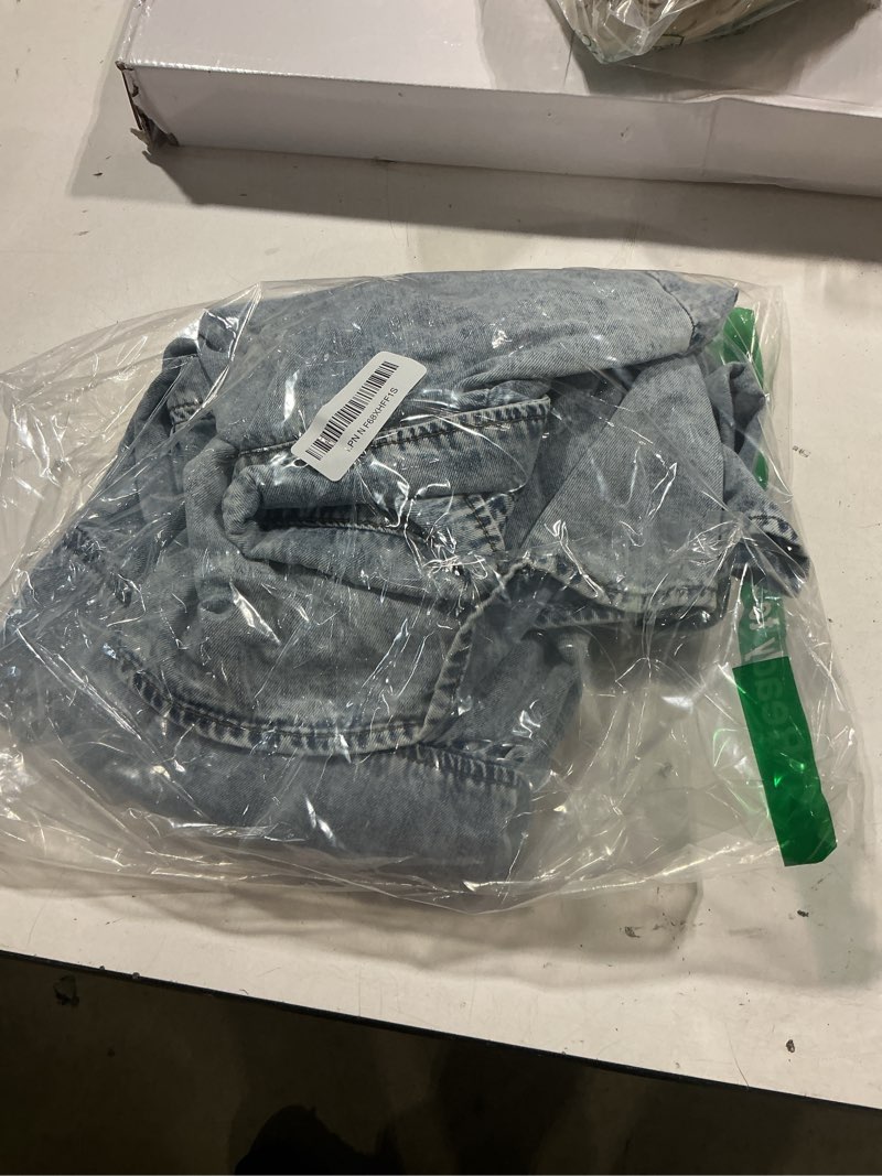 Condition photo showing Good Condition for grapent denim dress for women babydoll tiered short sleeve button down jean shirt dresses medium roadknight blue