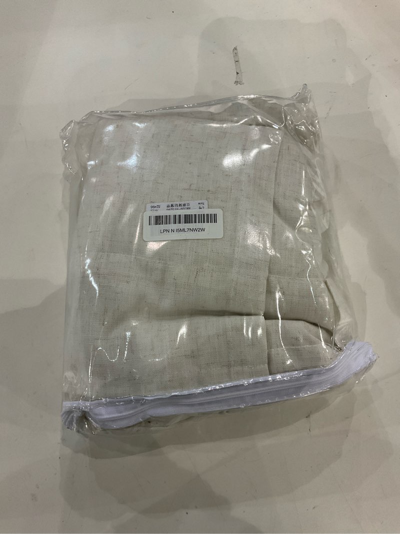 Condition photo showing New/Like New for Back Tab Linen Curtains 96 inches Long 2 Panels Set for Living Room Sliding Glass Door Ivory Cream Semi Sheer Curtains Light Filtering Canvas Cloth Linen Drapes 96 inch Floor to Ceiling Length 52"W x 96"L (Pack of 2) Natural