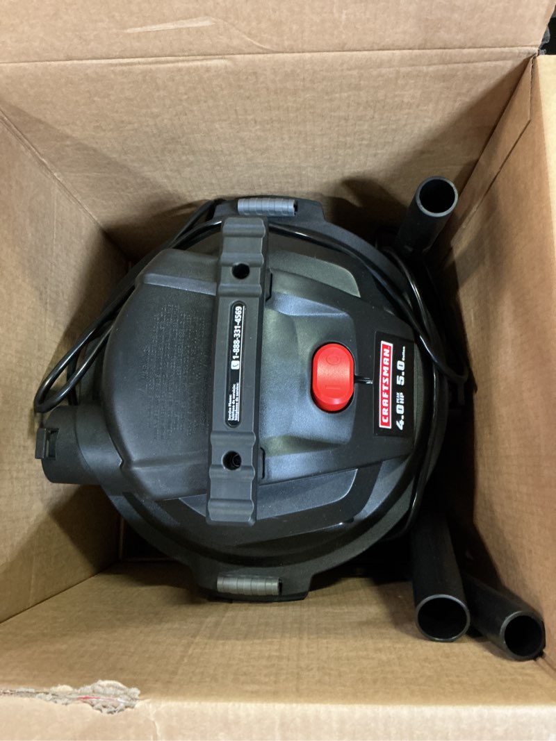 Condition photo showing Good Condition for craftsman 5-gallon 4-hp corded wet/dry shop vacuum with accessories included