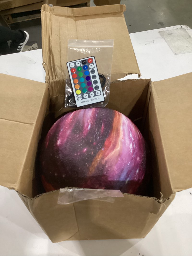 Condition photo showing As Is for not tested**** 7.9 inch large moon lamp galaxy starry moon night light with touch and remote control 16 colors as cool lamp gift for boys or girls 7.9in