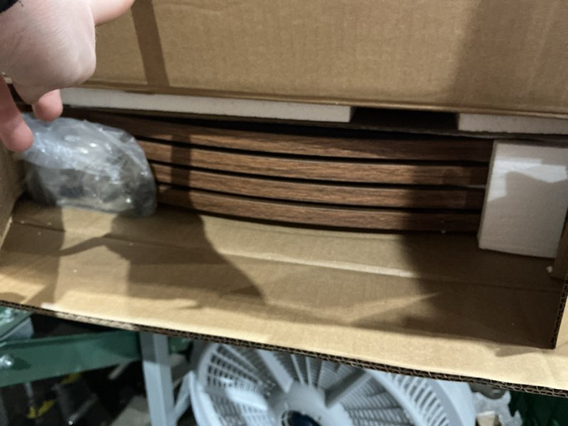 Condition photo showing As Is for hoobro 32.7'' tall dog gate with door walk through, freestanding pet gate with 2 support feet, foldable dog fence indoor, 360° rotating hinges, for doorways, stairs, walnut bh86pp03 ?4 panels?80.3"l x 32.7"h