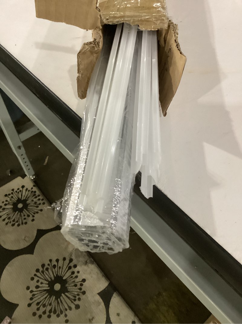 Condition photo showing As Is for 10-pack 3.3ft 1m recessed led strip channel diffuser system, 25x7mm collar aluminum low profile for standing cabinet floating shelf alcove routed slot tape light with milky cover and clips