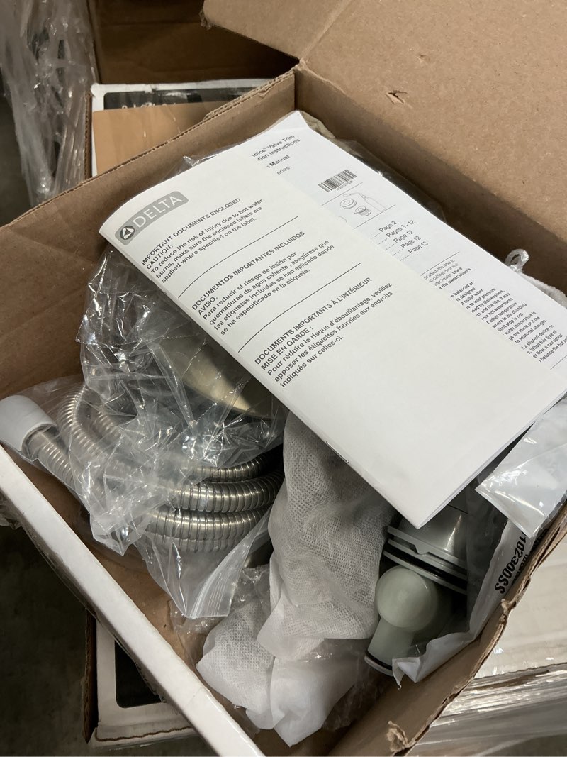 Condition photo showing Good Condition for delta faucet arvo 14 series single-handle shower faucet, shower trim kit with 4-spray in2ition 2-in-1 dual hand held shower head with hose, spotshield stainless 142840-sp-i (valve included)