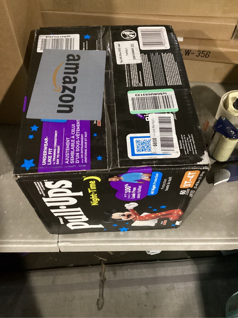 Condition photo showing New/Like New for pull-ups boys' night-time potty training pants, size 3t-4t overnight training underwear (32-40 lbs), 60 ct 3t-4t 60