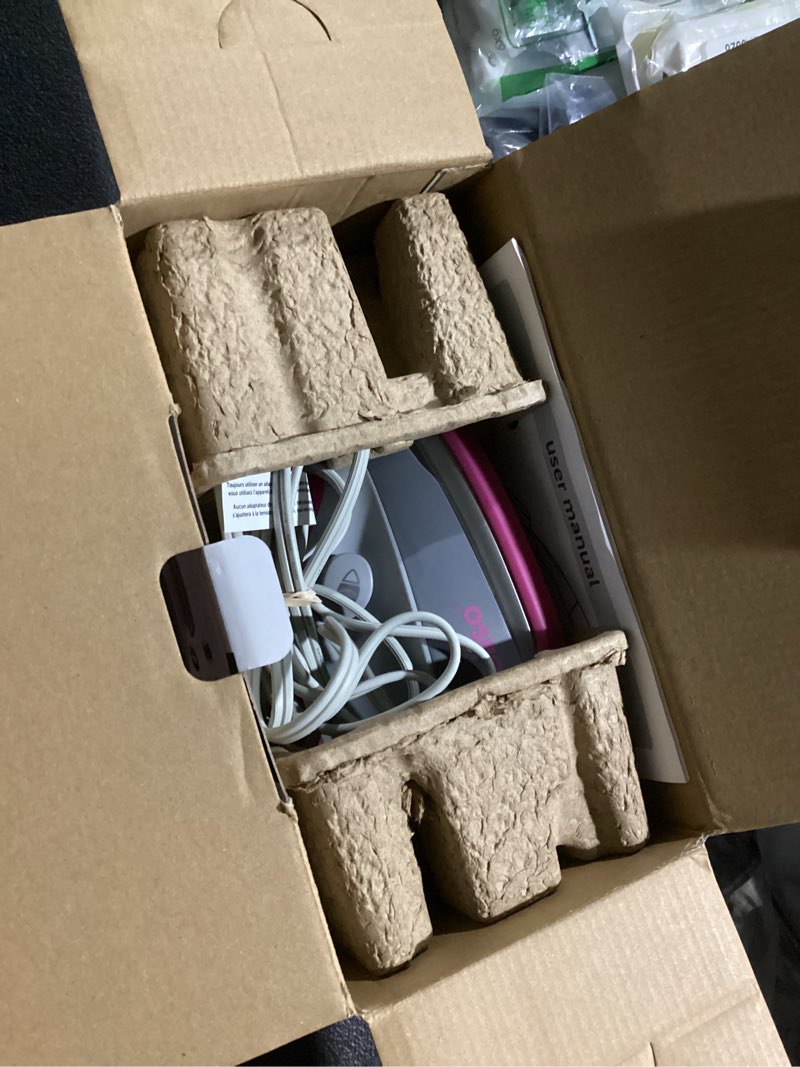 Condition photo showing Good Condition for oliso m3pro project steam iron with solemate – 1000w ceramic soleplate iron and led light for sewing, quilting, crafting, and travel – raspberry