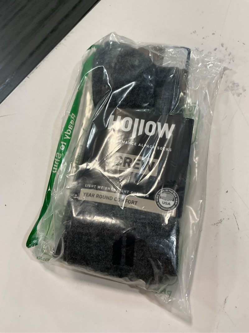Condition photo showing New/Like New for hollow alpaca crew socks for men and women, moisture wicking alpaca socks for hiking, running, temperature regulating 8-10 grey (2 pack)