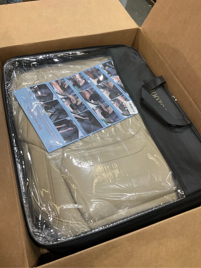 Condition photo showing Good Condition for Leather Front Car Seat Covers Breathable Seat Covers Waterproof Seat Protectors Universal Fit for Most Automotive Cars SUV Trucks Van (Beige, Front Pair)