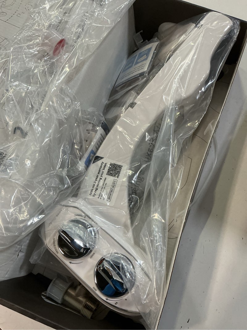 Condition photo showing As Is for luxe bidet neo 185 plus - dual nozzle, non-electric bidet attachment for toilet seat, patented slide-in install, 360° self-clean, ez-lift to clean, feminine & rear wash (chrome)