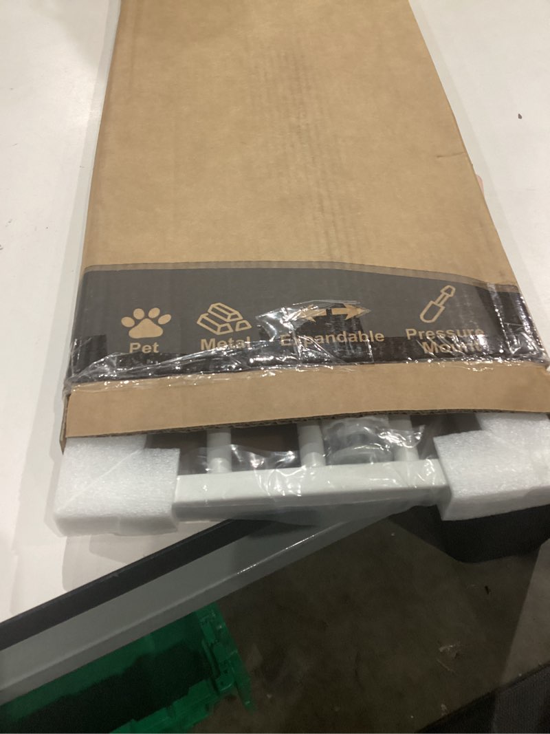 Condition photo showing Good Condition for malier indoor dog gate with door, 34-55" extra wide full metal pet gate short dog gate for stairs, pressure mount 10'' tall small puppy low gate easy step over for doorways white 10''h × 34''- 55''w