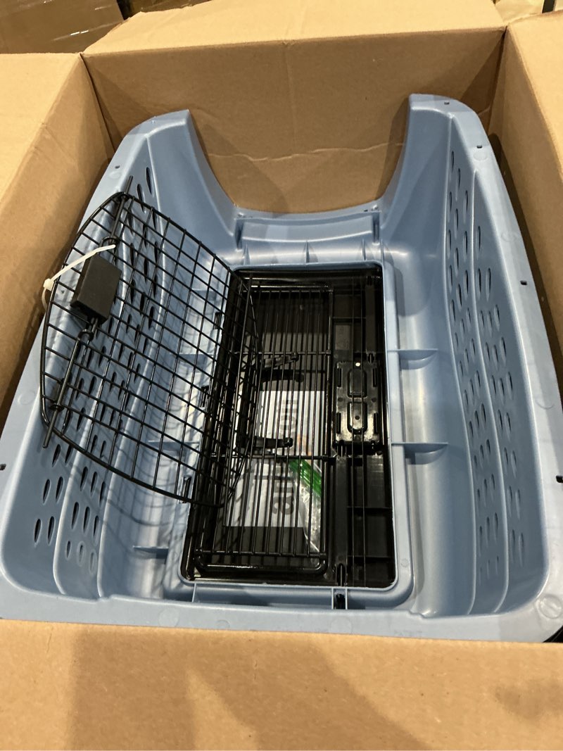 Condition photo showing Good Condition for petmate dog crates for small dogs & cat carriers, two-door plastic pet kennel, top & front loading, made in usa, 24", blue two-door 24.1"l x 16.8"w x 14.5"h blue