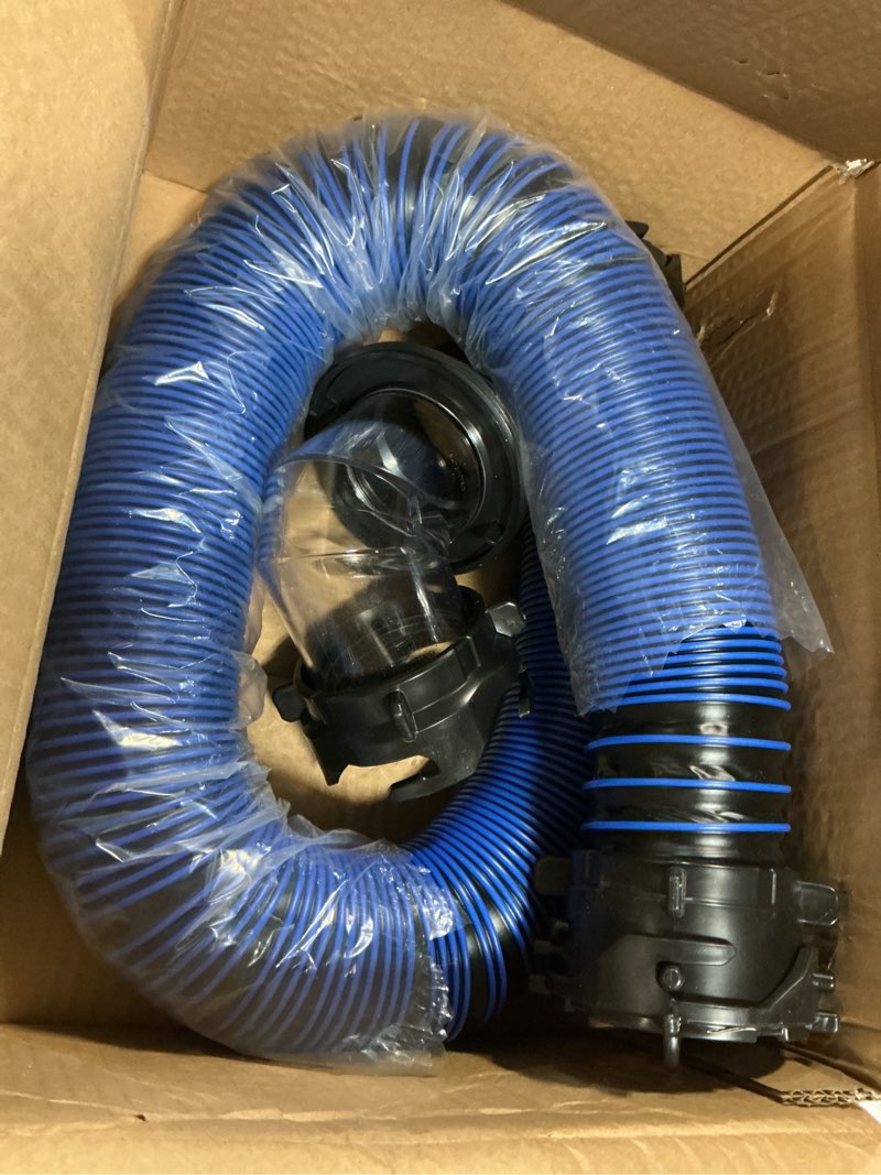 Condition photo showing New/Like New for 10ft rv sewer hose, extreme heavy duty 24 mil tpe material for abrasion resistance and crush protection, camper sewer hose kit with pre-attached bayonet fittings, 4-in-1 adapter elbow, blue blue 10ft