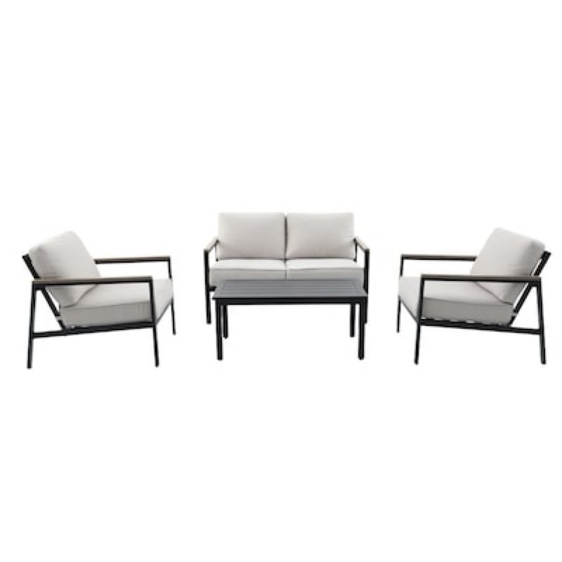 style selections cave hill 4 -piece patio conversation set with beige cushions included