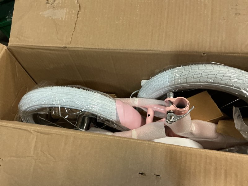 Condition photo showing New/Like New for joystar unicorn kids bike for girls ages 2-9 years old, 12 14 16 18 inch kids bike with training wheels, doll seat, streamers and basket, toddler girl bicycle, multiple colors