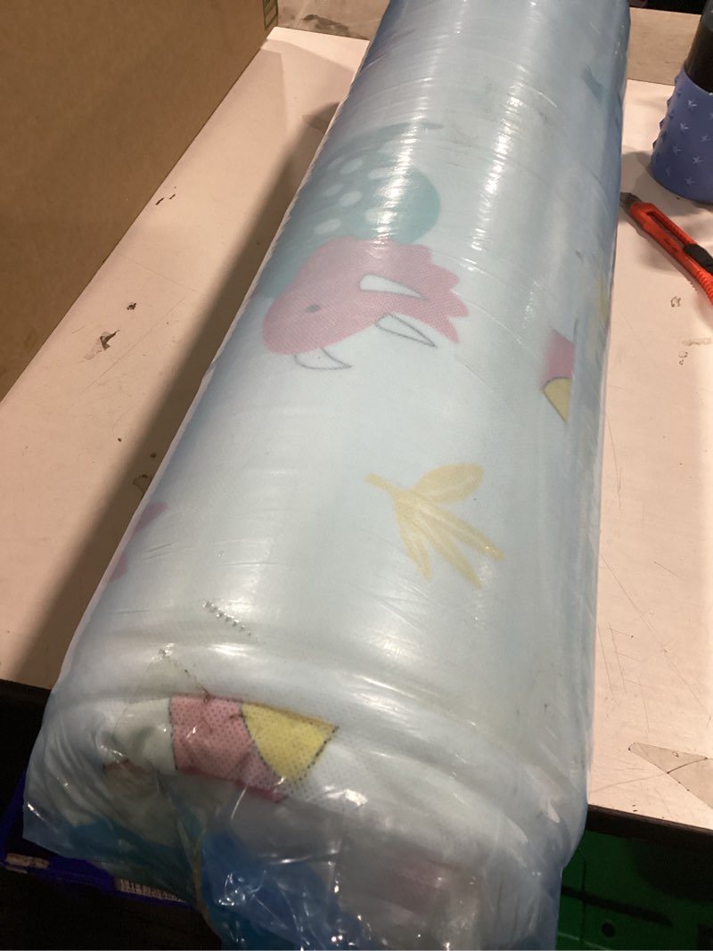 Condition photo showing Good Condition for premium 5" crib mattress and toddler mattress, dual-sided and firm, hypoallergenic crib mattress, fits standard crib and toddler bed dinosaur party 52" x 27.6" x 5"