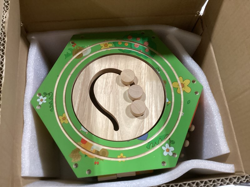 Large Activity Cube, 9-in-1 Farm-Themed Wooden Play Center, Multipurpose Montessori Toy for 1-2 Year