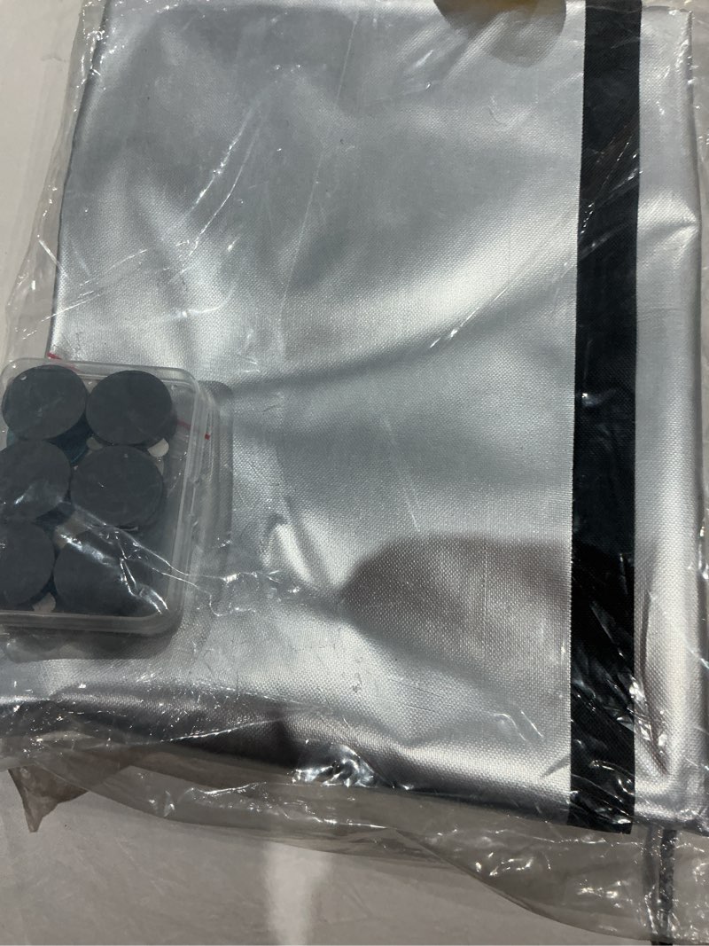 Condition photo showing As Is for magnetic blackout window cover 40" x 58" portable blackout curtains for bedroom, temporary black out
