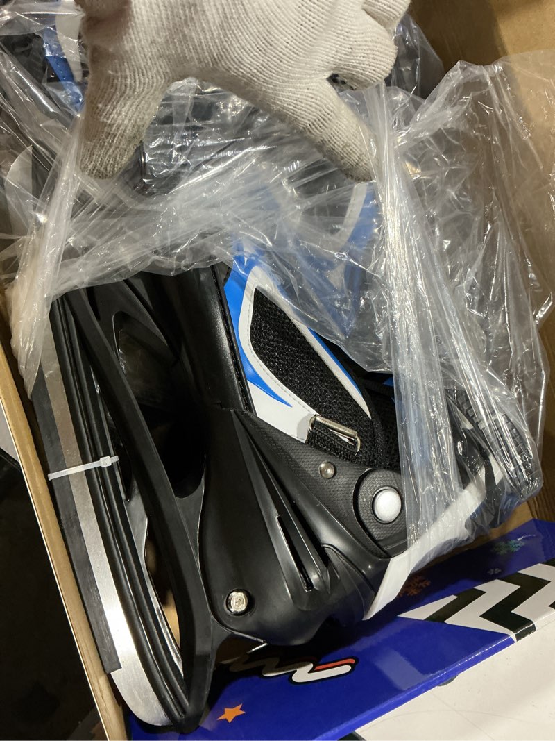 Condition photo showing Good Condition for MammyGol Adjustable Ice Skates for Kids Youth Tean Hockey Lace-Up Boys or Girls Ice Skate for Beginner Age 4-12 Blue Black Teal Green Blue Large(5-8 US)